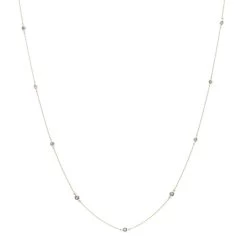 Unique 36inch Blue Diamonds By The Yard Women's Necklace 14K Yellow Gold Chain 1.4ct