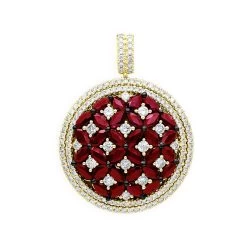 Unique Halo Ruby And Diamond Circle Pendant For Women 14K Rose Gold 4CT LUXURMAN -Fashion Accessories Shop jewelry unique halo ruby and diamond circle pendant for women 14k gold 4ct luxurman ye 1