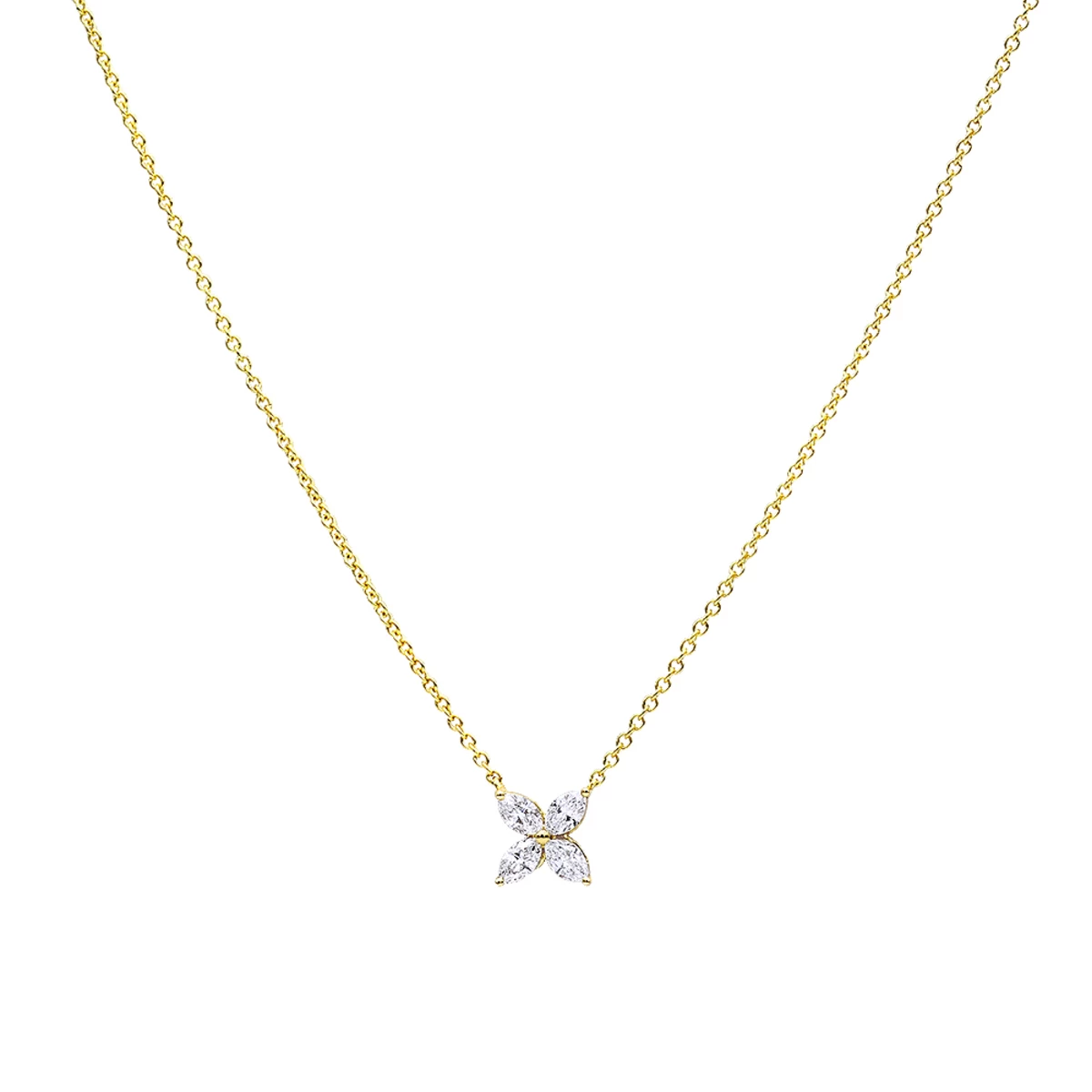 Unique Ladies 14K Rose Gold Flower Neckace With 1 Carat Marquise Cut Diamonds 5 Unique Ladies 14K Rose Gold Flower Neckace With 1 Carat Marquise Cut Diamonds - Image 3