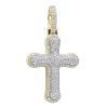 Uniquely Designed 14K Yellow Gold Pave Diamond Cross Pendant For Men & Women 1.2ct