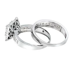 Wedding And Engagement Trio Diamond Ring Set For Him And Her 1.3ct 14K White Gold -Fashion Accessories Shop jewelry wedding and engagement trio diamond ring set for him and her 13ct 14k gold backwh 1