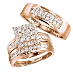 Wedding And Engagement Trio Diamond Ring Set For Him And Her 1.3ct 14K White Gold -Fashion Accessories Shop jewelry wedding and engagement trio diamond ring set for him and her 13ct 14k gold ro 1