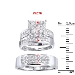 Wedding And Engagement Trio Diamond Ring Set For Him And Her 1.3ct 14K White Gold -Fashion Accessories Shop jewelry wedding and engagement trio diamond ring set for him and her 13ct 14k gold rulerwh 1