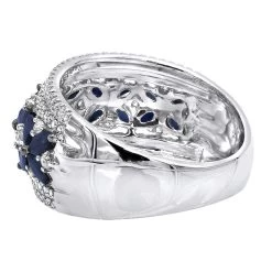 Women's Designer Cocktail Ring 2.2Ct Diamond And Sapphire Band 14K White Gold -Fashion Accessories Shop jewelry womens designer cocktail ring 22ct diamond and sapphire band 14k gold backwh