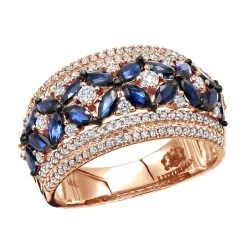 Women's Designer Cocktail Ring 2.2Ct Diamond And Sapphire Band 14K White Gold -Fashion Accessories Shop jewelry womens designer cocktail ring 22ct diamond and sapphire band 14k gold ro