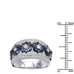 Women's Designer Cocktail Ring 2.2Ct Diamond And Sapphire Band 14K White Gold -Fashion Accessories Shop jewelry womens designer cocktail ring 22ct diamond and sapphire band 14k gold rulerwh