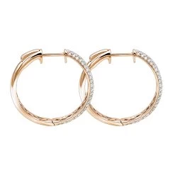 Ladies 14K White Gold 1 Inch Diamond Hoop Earrings Small 0.9ct -Fashion Accessories Shop ladies 14k gold round diamond hoop earrings 09ct backro