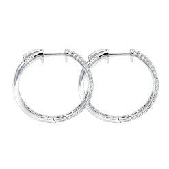 Ladies 14K White Gold 1 Inch Diamond Hoop Earrings Small 0.9ct -Fashion Accessories Shop ladies 14k gold round diamond hoop earrings 09ct backwh