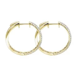 Ladies 14K White Gold 1 Inch Diamond Hoop Earrings Small 0.9ct -Fashion Accessories Shop ladies 14k gold round diamond hoop earrings 09ct backye