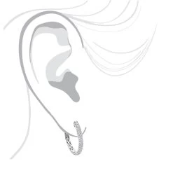 Ladies 14K White Gold 1 Inch Diamond Hoop Earrings Small 0.9ct -Fashion Accessories Shop ladies 14k gold round diamond hoop earrings 09ct bodwh