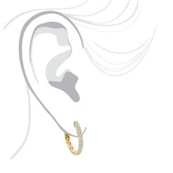 Ladies 14K White Gold 1 Inch Diamond Hoop Earrings Small 0.9ct -Fashion Accessories Shop ladies 14k gold round diamond hoop earrings 09ct bodye