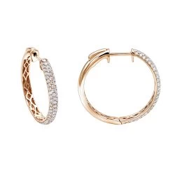 Ladies 14K White Gold 1 Inch Diamond Hoop Earrings Small 0.9ct -Fashion Accessories Shop ladies 14k gold round diamond hoop earrings 09ct ro