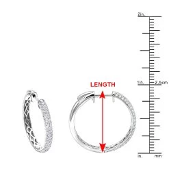 Ladies 14K White Gold 1 Inch Diamond Hoop Earrings Small 0.9ct -Fashion Accessories Shop ladies 14k gold round diamond hoop earrings 09ct rulerwh