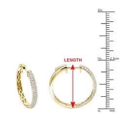Ladies 14K White Gold 1 Inch Diamond Hoop Earrings Small 0.9ct -Fashion Accessories Shop ladies 14k gold round diamond hoop earrings 09ct rulerye