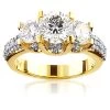 Ladies 18K Yellow Gold Three Stone Unique Diamond Engagement Ring 2.9ct -Fashion Accessories Shop ladies 18k gold three stone unique diamond engagement ring 29ct 1