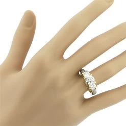 Ladies 18K Yellow Gold Three Stone Unique Diamond Engagement Ring 2.9ct -Fashion Accessories Shop ladies 18k gold three stone unique diamond engagement ring 29ct 3