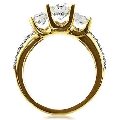 Ladies 18K Yellow Gold Three Stone Unique Diamond Engagement Ring 2.9ct -Fashion Accessories Shop ladies 18k gold three stone unique diamond engagement ring 29ct 4