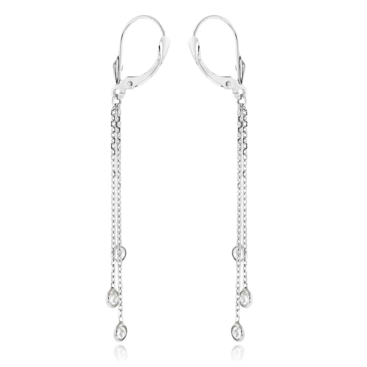 Ladies Chandelier Earrings With Diamonds By The Yard 0.6ct 14K White Gold 6 Ladies Chandelier Earrings With Diamonds By The Yard 0.6ct 14K White Gold - Image 4