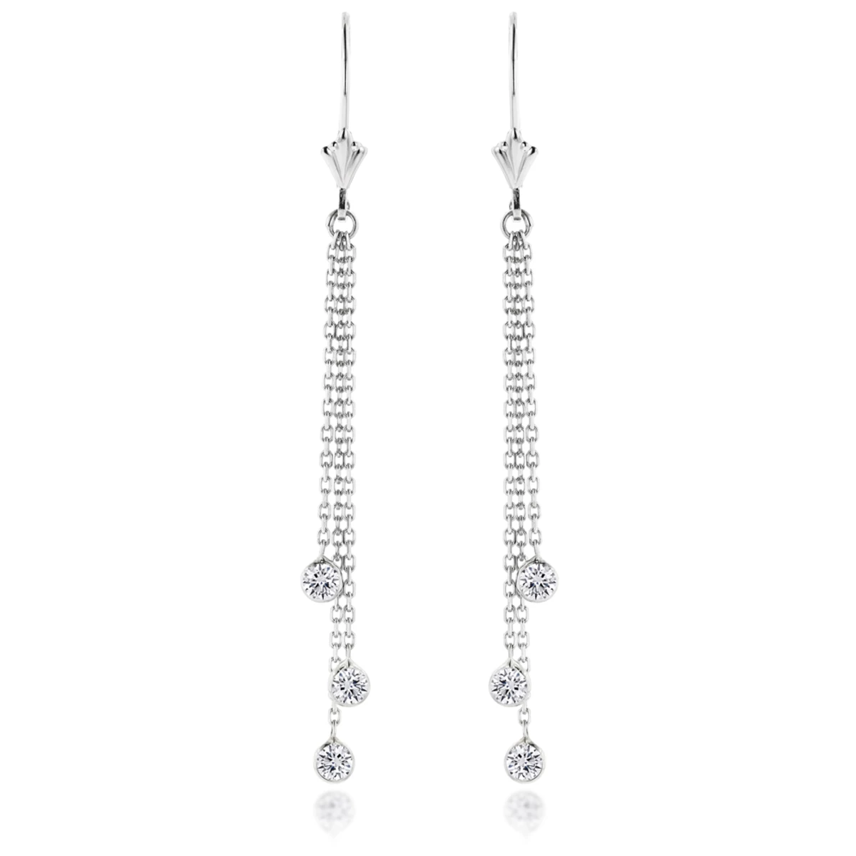Ladies Chandelier Earrings With Diamonds By The Yard 0.6ct 14K White Gold 3 Ladies Chandelier Earrings With Diamonds By The Yard 0.6ct 14K White Gold