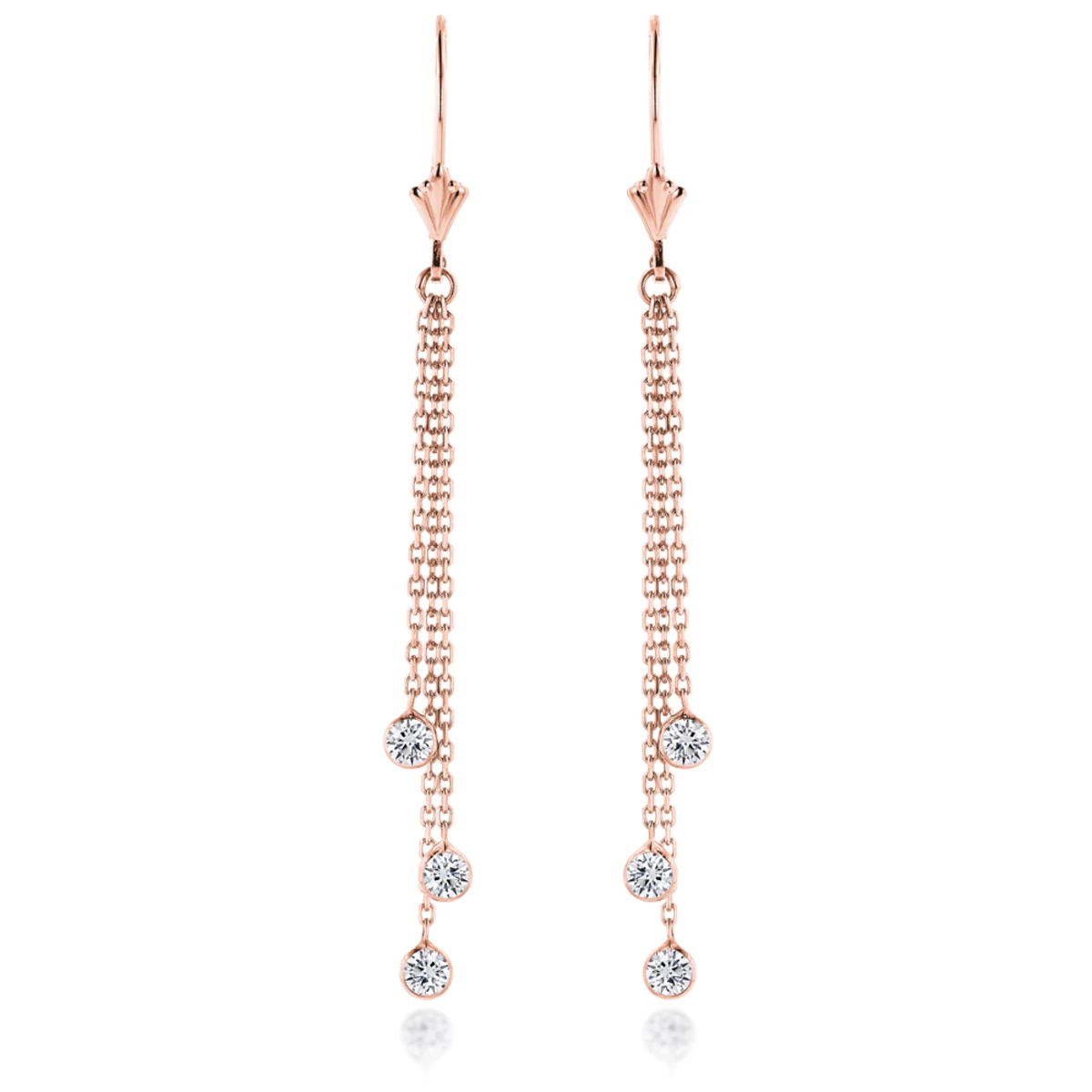 Ladies Chandelier Earrings With Diamonds By The Yard 0.6ct 14K White Gold 5 Ladies Chandelier Earrings With Diamonds By The Yard 0.6ct 14K White Gold - Image 3
