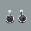 Ladies Circle Earrings With Black And White Diamonds 0.60ct 14K White Gold -Fashion Accessories Shop ladies circle earrings with black and white diamonds 060ct 14k gold 1