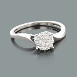 Ladies Cluster Diamond Ring 0.12ct 14K White Gold