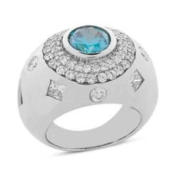 Cocktail Diamond And Emerald Ring For Women 14K White Gold 1.92td 2cts