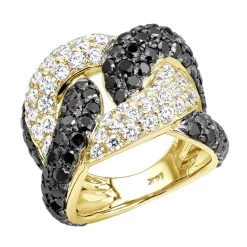 7.25ct G VS White&Black Diamond Cuban Right Hand Ring -Fashion Accessories Shop ladies cuban link rings 725ct g vs white black diamond right hand ring ye