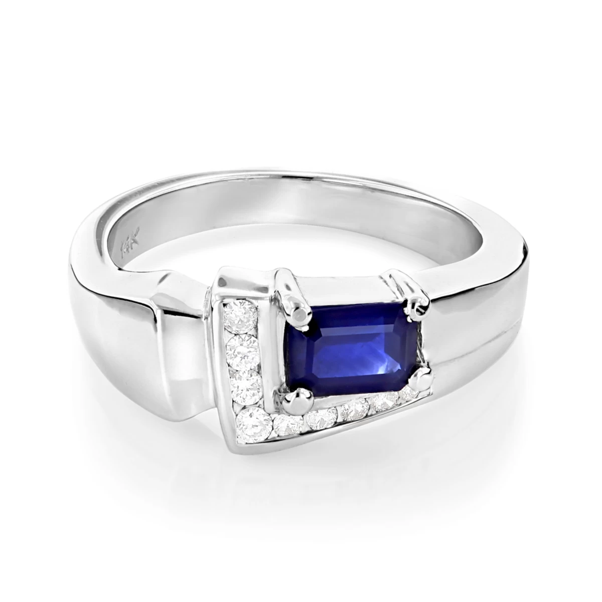 Ladies Diamond And Sapphire Ring 14K White Gold 0.13ctd 0.50cts 3 Ladies Diamond And Sapphire Ring 14K White Gold 0.13ctd 0.50cts