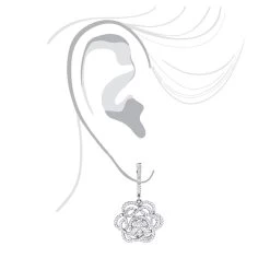 Ladies Diamond Flower Drop Earrings 2.9ct 14K White Gold Unique Design -Fashion Accessories Shop ladies diamond flower drop earrings 29ct 14k gold unique design 3