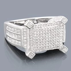 Unique Engagement Or Right Hand Ladies Diamond Ring 14K White Gold 1.35ct