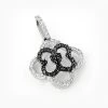Ladies Flower Pendant With Black And White Diamonds 0.28ct 14K White Gold
