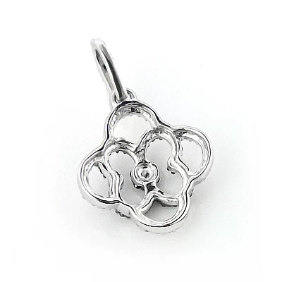 Ladies Flower Pendant With Black And White Diamonds 0.28ct 14K White Gold 4 Ladies Flower Pendant With Black And White Diamonds 0.28ct 14K White Gold - Image 2