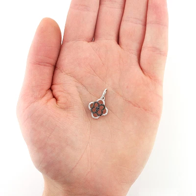 Ladies Flower Pendant With Black And White Diamonds 0.28ct 14K White Gold 5 Ladies Flower Pendant With Black And White Diamonds 0.28ct 14K White Gold - Image 3