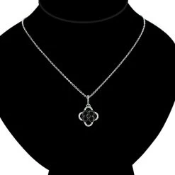 Ladies Flower Pendant With Black And White Diamonds 0.28ct 14K White Gold 9 Ladies Flower Pendant With Black And White Diamonds 0.28ct 14K White Gold -Fashion Accessories Shop ladies flower pendant with black and white diamonds 028ct 14k gold 4