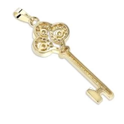 Ladies Necklaces 14K Yellow Gold Diamond Key Pendant 2 Carats -Fashion Accessories Shop ladies necklaces 14k gold diamond key pendant 200ct p 7098 backye