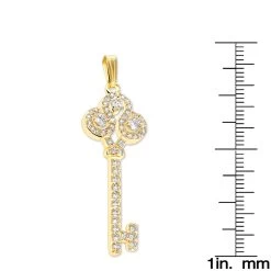 Ladies Necklaces 14K Yellow Gold Diamond Key Pendant 2 Carats -Fashion Accessories Shop ladies necklaces 14k gold diamond key pendant 200ct p 7098 rulerye