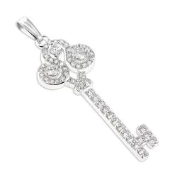 Ladies Necklaces 14K Yellow Gold Diamond Key Pendant 2 Carats -Fashion Accessories Shop ladies necklaces 14k gold diamond key pendant 200ct p 7098 wh