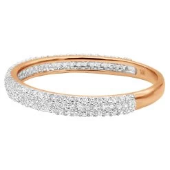 Thin Ladies Pave Diamond Ring 0.60ct 14K Yellow Gold Stackable Band -Fashion Accessories Shop ladies pave diamond ring 060ct 14k stackable p 49157 back rose