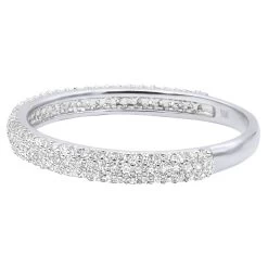 Thin Ladies Pave Diamond Ring 0.60ct 14K Yellow Gold Stackable Band -Fashion Accessories Shop ladies pave diamond ring 060ct 14k stackable p 49157 back white