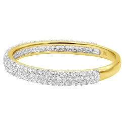 Thin Ladies Pave Diamond Ring 0.60ct 14K Yellow Gold Stackable Band -Fashion Accessories Shop ladies pave diamond ring 060ct 14k stackable p 49157 back yellow