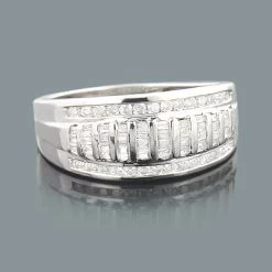 Ladies Round Baguette Diamond Wedding Band 1.05ct 14K Rose Gold