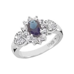 Ladies Ruby And Diamond Flower Ring 14K White Gold 0.30ctd 0.75ctr