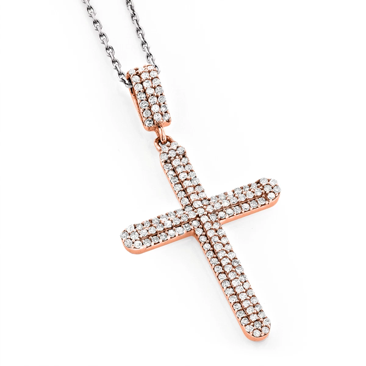 Ladies Small 14K White Gold Diamond Cross Pendant 0.59ct 5 Ladies Small 14K White Gold Diamond Cross Pendant 0.59ct - Image 3