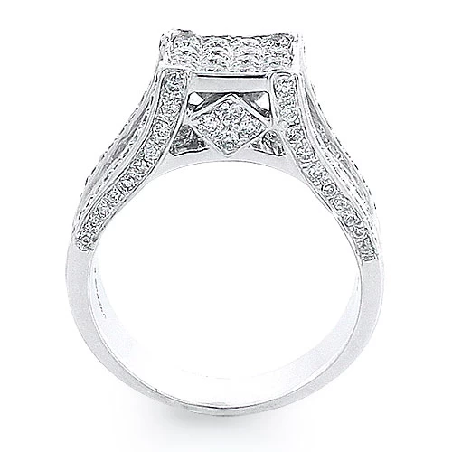 Ladies Square Diamond Engagement Ring 1.6ct 14K White Gold 4 Ladies Square Diamond Engagement Ring 1.6ct 14K White Gold - Image 2