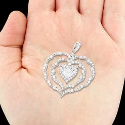 Ladies Unique Diamond Heart Pendant 3ct 14K White Gold -Fashion Accessories Shop ladies unique diamond heart pendant 3ct 14k gold 4 1