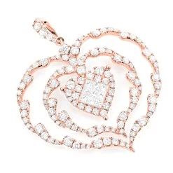 Ladies Unique Diamond Heart Pendant 3ct 14K White Gold -Fashion Accessories Shop ladies unique diamond heart pendant 3ct 14k gold 8