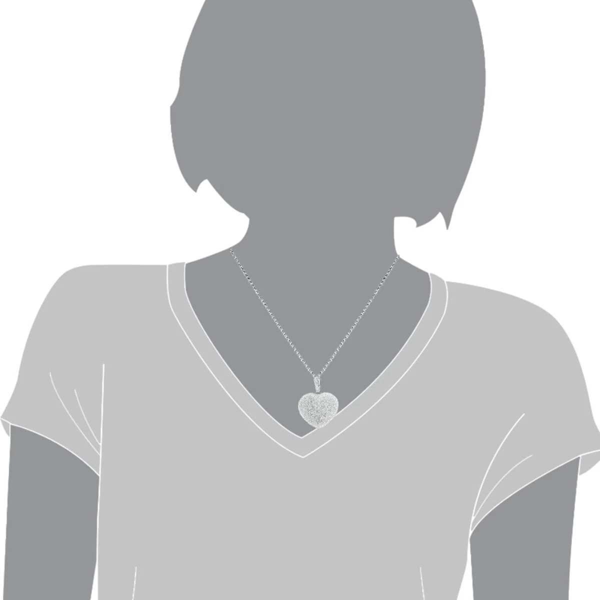 Large 14K White Gold Fully Paved Puffed Diamond Heart Pendant Necklace 2.75ct 7 Large 14K White Gold Fully Paved Puffed Diamond Heart Pendant Necklace 2.75ct - Image 5