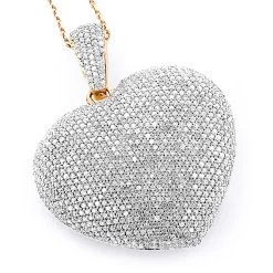 Large 14K White Gold Diamond Heart Pendant For Women 5.35ct -Fashion Accessories Shop large 14k fully paved diamond heart pendant 535ct p 22370 ro