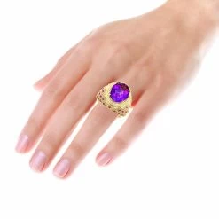Large Amethyst Cocktail Ring With Diamonds And Pink Sapphires 18K Yellow Gold 16 Large Amethyst Cocktail Ring With Diamonds And Pink Sapphires 18K Yellow Gold -Fashion Accessories Shop large amethyst cocktail ring with diamonds and pink sapphires 18k gold bodye